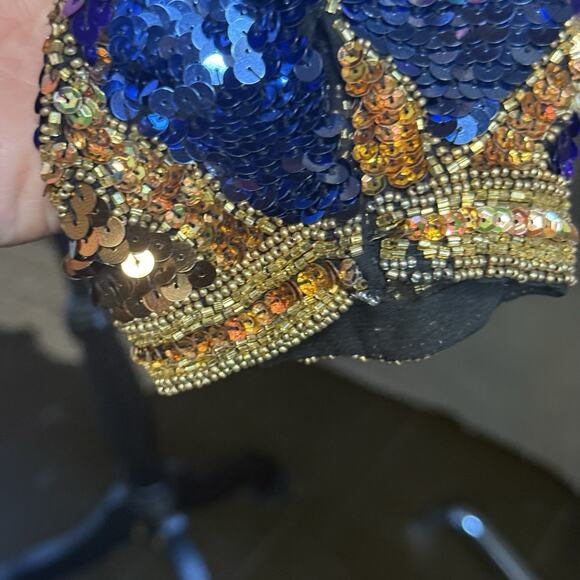 Vintage Black Tie Silk Sequin Top Stunning Condition Size Small Vintage 80's - Picture 7 of 13